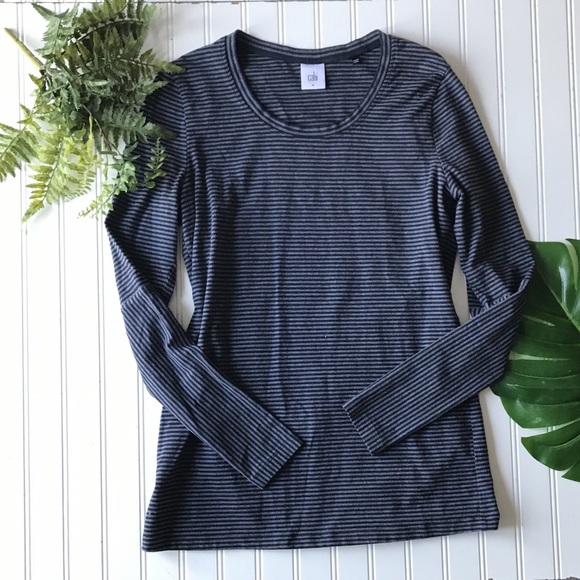 Cabi 3808 striped grey black top long sleeve - Picture 2 of 7